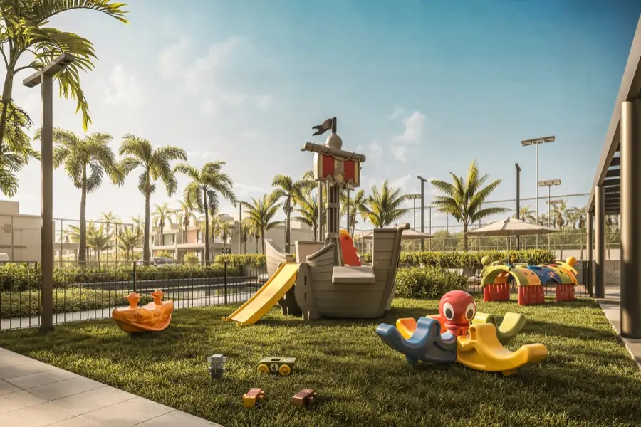 Playground com brinquedos ao ar livre